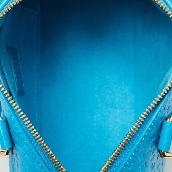 Louis Vuitton Blue NanoGram Monogram Embossed Leather Speedy Bandouliere 20 Bag - Picture 8 of 11